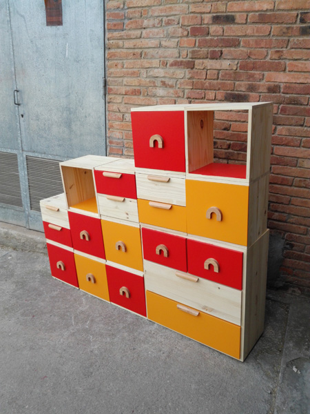 mueble modular infantil +pieza ficticio madera 72.5x72.5x33 1u 36x36x30 12u